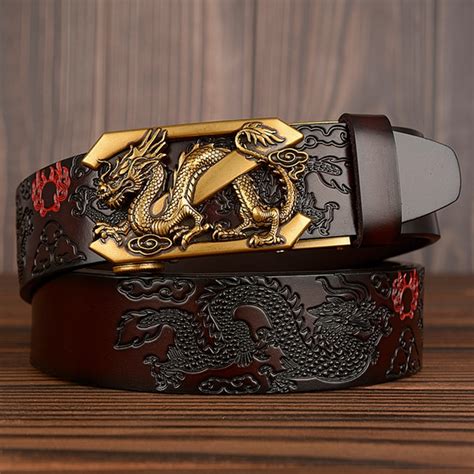 New Cow Leather Belt For Mens Z Dragon Automatic Ratchet Belts Luxury