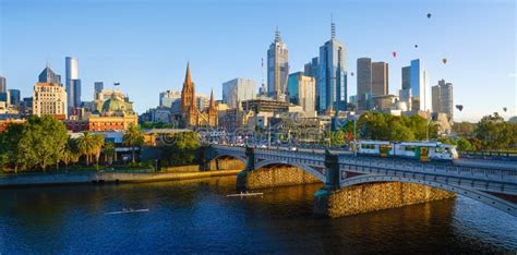 Panorama View Of Beautiful Melbourne Cityscape Skyline Stock Image