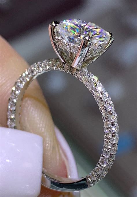 14 karat white gold diamond under halo wedding ring w round brilliant forever one moissanite