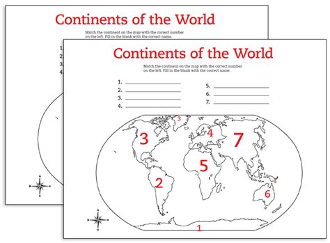 Printable Continents Of The World