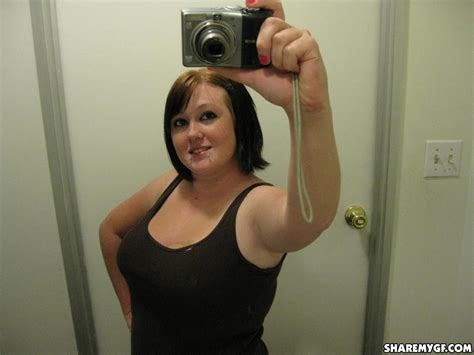 Chubby Girlfriend Takes Selfshot Pictures Of Her Big Natural Tits In The Mirror Porn Pictures