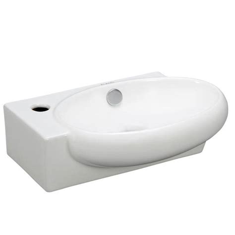 Elanti Wall Mounted Oval Right Facing Bathroom Sink In White Ec9888 R