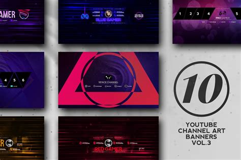 10 Youtube Channel Art Banners Vol3 ~ Youtube Templates ~ Creative Market