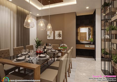 Dining Room And Living Room Interior Kerala Home Design And Floor
