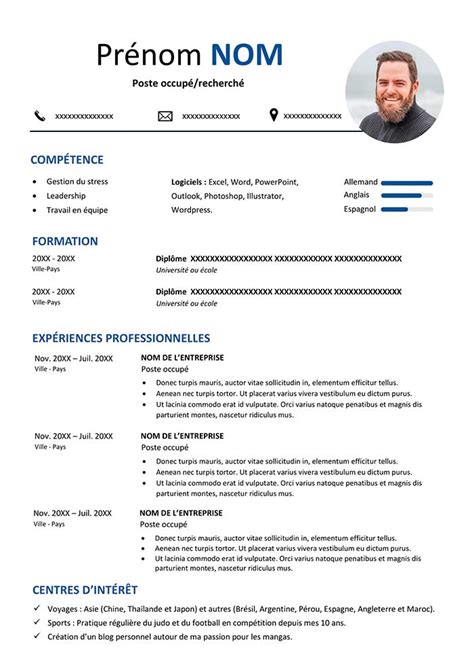 Exemple de CV en Français à Télécharger Gratuit  CV Word  Cv francais