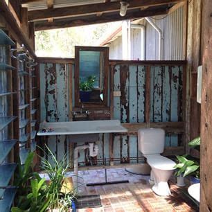 For a little something different incorporate a fun towel rack to your decor. rustic outdoor bathroom - Google Search | Outdoor ...