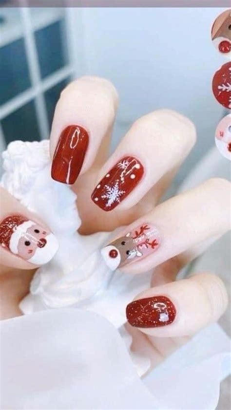 Sưu Tầm Mẫu Nail Gel Kuku Kuku Natal Simpel Kuku Musim Dingin