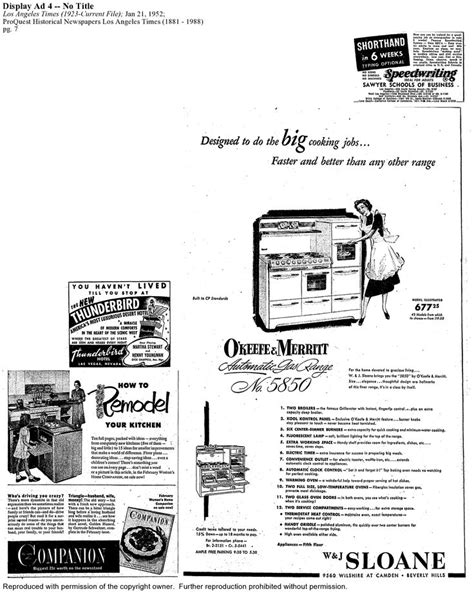 An Old Advertisement For Stoves And Ovens From The 1950s Featuring A