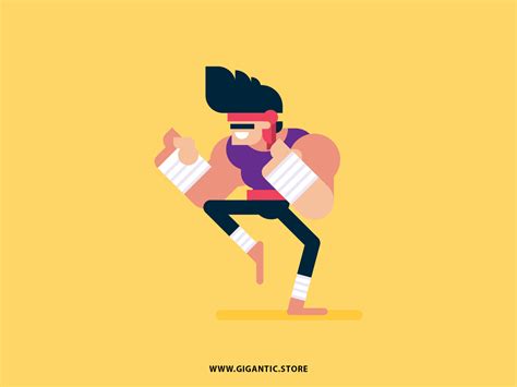 Flat Design Fighter Character Illustration By Gigantic On