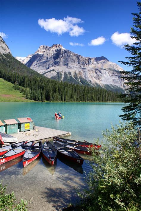 Canoeing On The Emerald Lake Alberta Canada Emerald Lake Travel