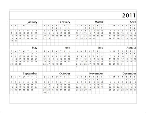 Blank Calendars Yearly Calendar Forms And Templates