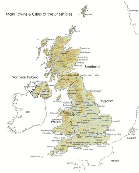 Map Of Major Towns And Cities In The British Isles Britain Visitor