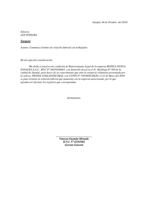 Carta Afpdocx Liquidación Finanzas Personales