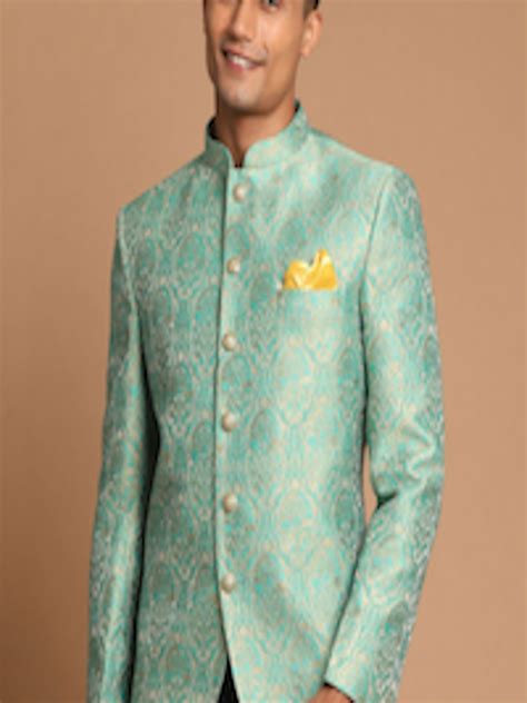 Buy Vastramay Men Mint Green Silk Blend Jodhpuri Slim Fit Bandhgala