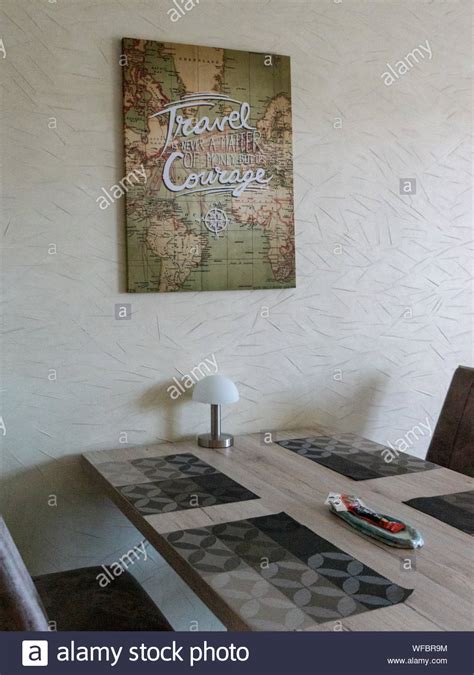 Dining Area With Wall Map Stock Photo Alamy