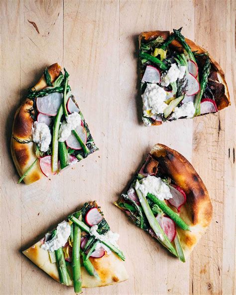 Radish And Asparagus Flatbread Pizzas