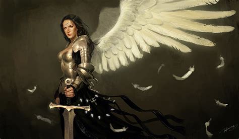 X Px Free Download Hd Wallpaper Fantasy Themed Female Angel Knight Holding Sword