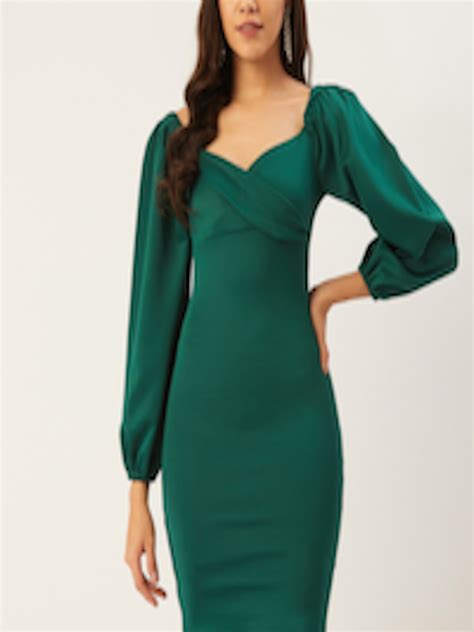 Buy Anvi Be Yourself Women Green Solid Bodycon Dress Dresses For