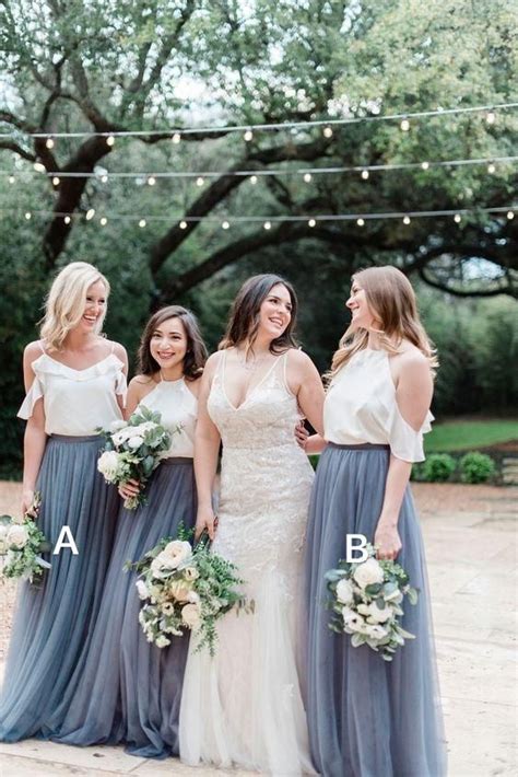 Mismatched Bridesmaid Dresses 2020 Long Tulle Gray Elegant Country