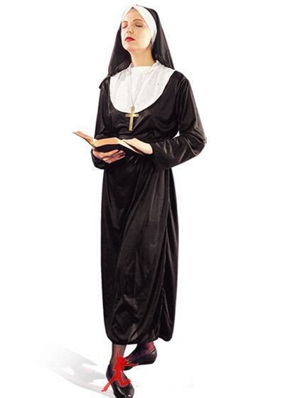 Halloween Female Priest Pastor Classic Sister Cosplay Costume With Hat