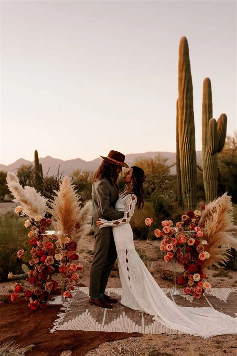 A Desert Sunset Colors Inspired Wedding Shoot In The Saguaro Desert
