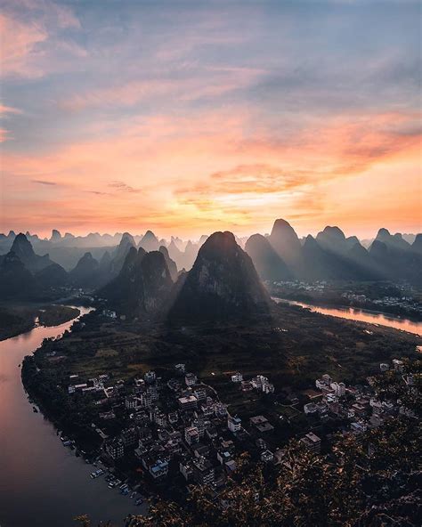 This Place Blessed Me With Fire Sunset 桂林 桂林 Guilin 广西 山水 阳朔