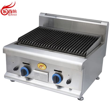 Commercial Countertop 22 Inch Gas Bbq Lava Rock Grill Stainless Steel