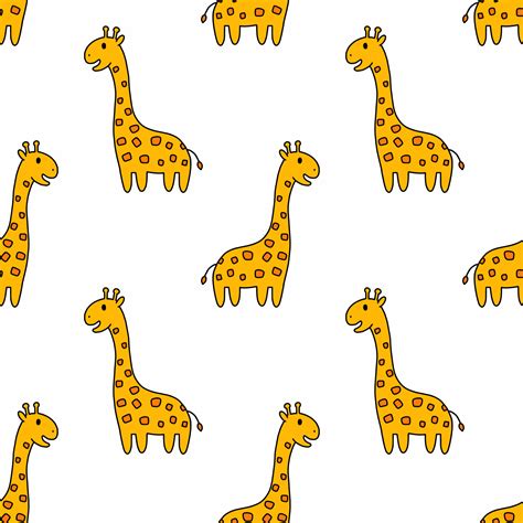 Seamless Pattern In Nursery Cute Giraffe On White Background African