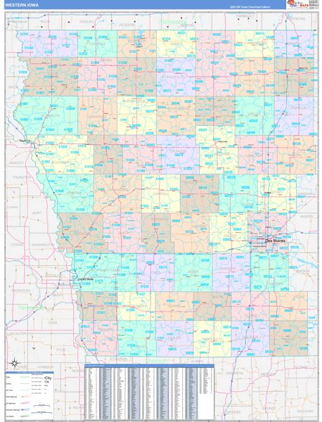Iowa Western Wall Map Color Cast Style By Marketmaps