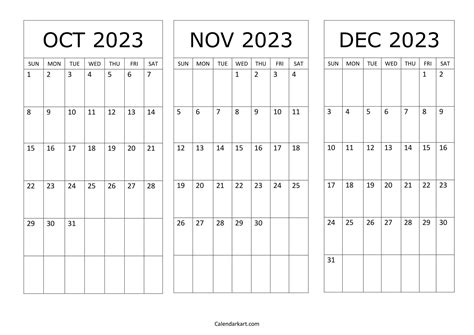 October To December 2023 Calendar Q4 Calendarkart