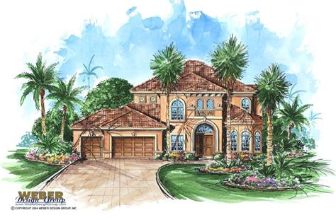 Mediterranean House Plan Tuscan Waterfront Golf Course Home Plan The