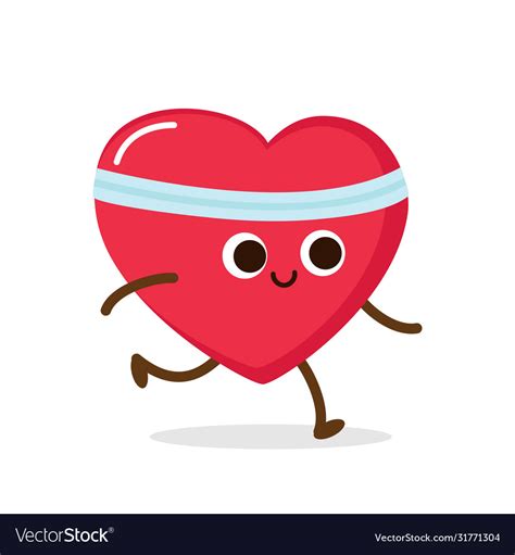 Cartoon Red Heart Run Cardio Exercise Royalty Free Vector