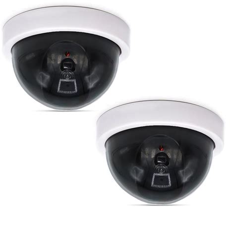Wali Dummy Fake Security Cctv Dome Camera With Flashing Red Led Light 2 Pack White Wl Sdw 2