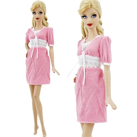 Doll Accessories Pink Mini Dress Elegant Pajamas Sleepwear Homewear Dollhouse Bedroom Clothes