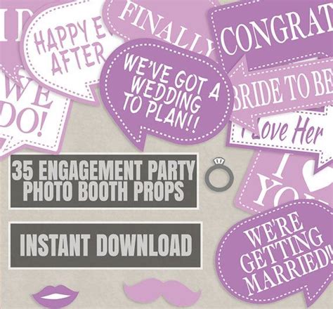 Instant Download Diy Engagement Party Ideas Pink Photo Booth Props