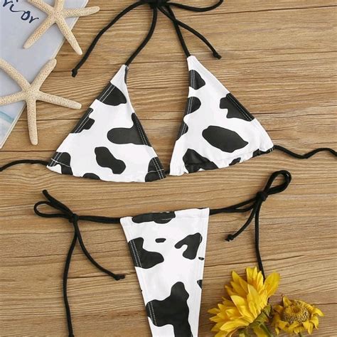 Sexy Cow Print Bikini Depop