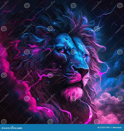 Ai Generative Digital Art Illustration Beautiful Abstract Leo The Lion