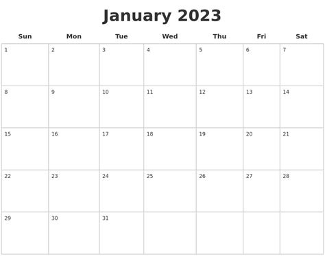 February 2023 Blank Printable Calendar