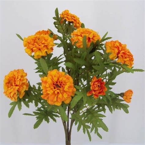 silk marigold bush orange 45cm artificial flowers