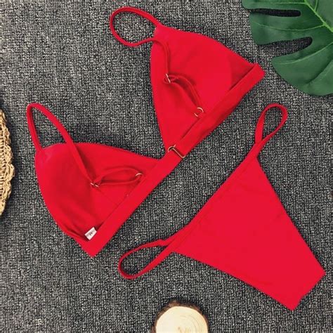 solid bikini set 2021 sexy push up swimwear women brazilian etsy