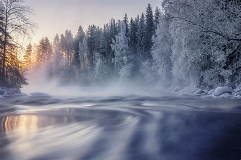 Cold Winter Morning Kapeenkoski Finland 4k Ultra Hd Wallpaper