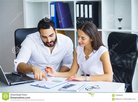 Group Of Young Executives Having A Work Meeting Stock Image Image Of