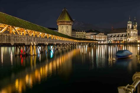 Holzbrücke Luzern Foto And Bild Architektur Nacht Luzern Bilder Auf