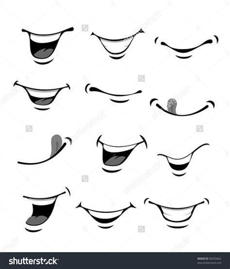 Set Of Smiling Mouth Cartoon Mouths Smile Drawing Drawing Cartoon Faces