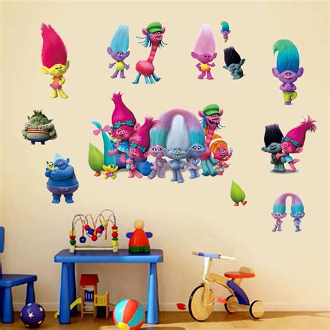 Creative Cute Trolls Wall Stickers For Kids Rooms Home Decor Cartoon