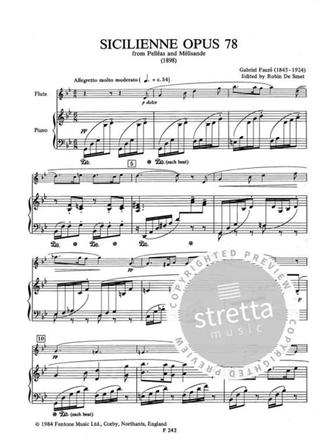 Sicilienne Op78 From Gabriel Fauré Buy Now In The Stretta Sheet