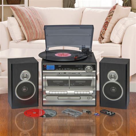 Hi-Fi Music System AM FM Radio CD Stereo Record Tape Player USB SD with ...