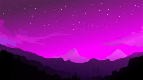 Mountain With Night Purple Sky In The Background Vector