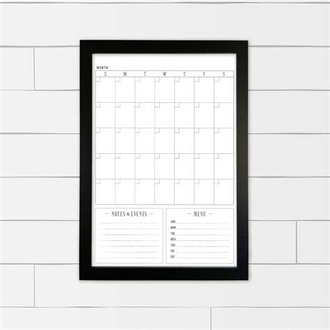 Large Dry Erase Monthly Wall Calendar Framed Wall Calendar Etsy
