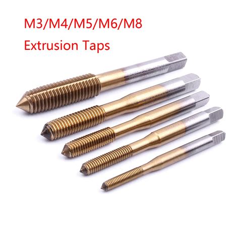 1pc M3m4m5m6m8 Extrusion Taps Titanium Coated Hss Straight Spiral